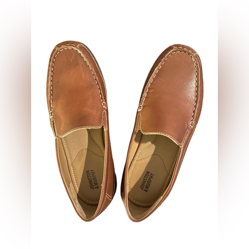 Johnston & Murphy Men's Brown Leather Slip-On Dress Loafers